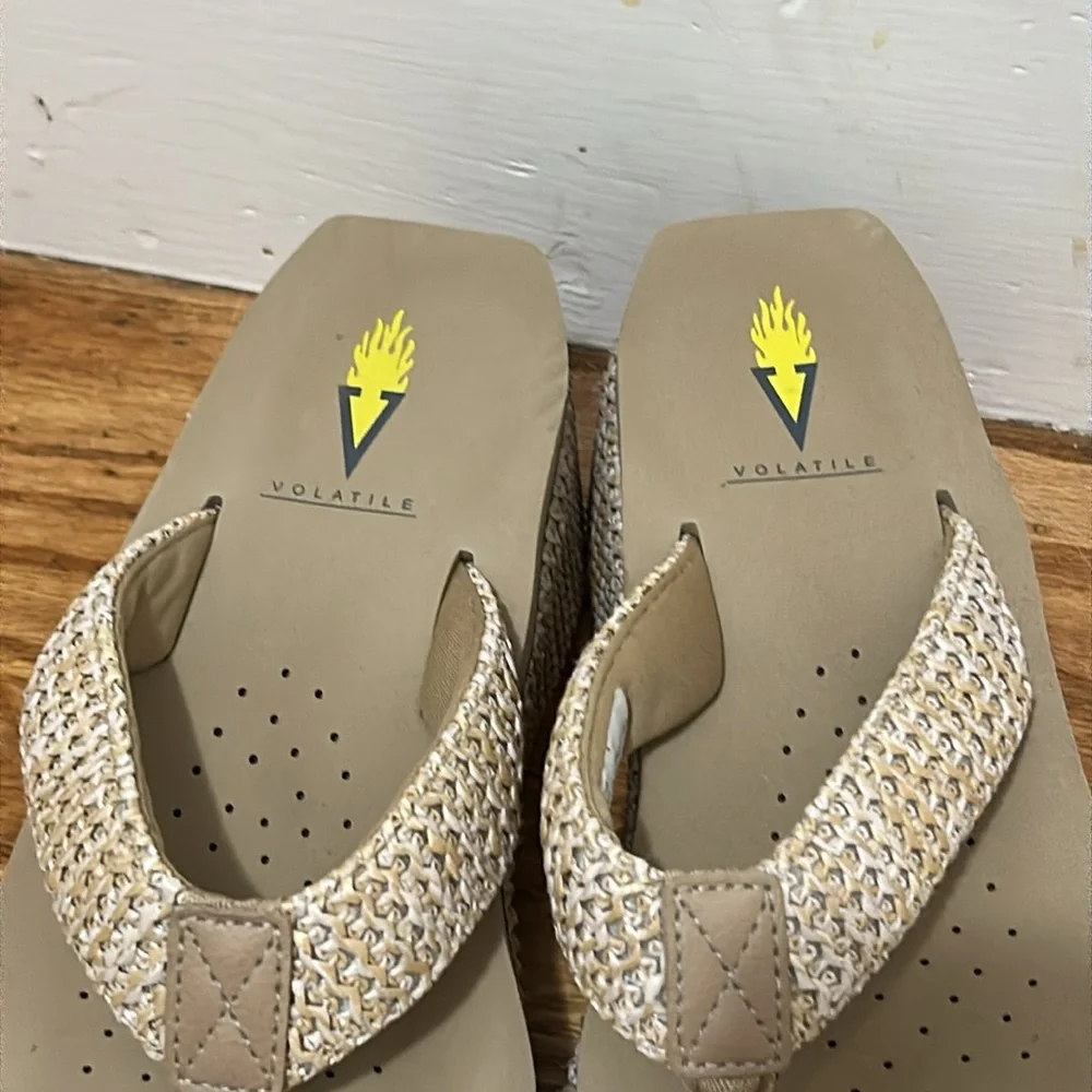 Stylish Tan Wedge Sandals - Picture 2 of 4